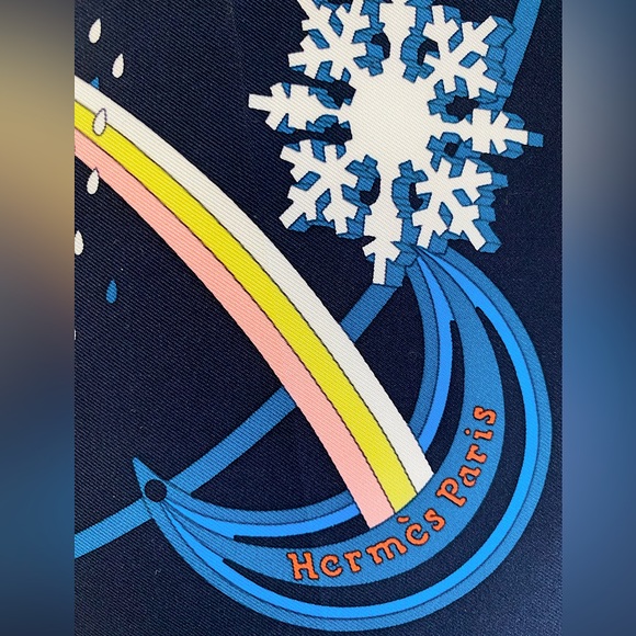 Authentic Hermes Silk Navy Scarf Unisex￼ - Picture 3 of 7